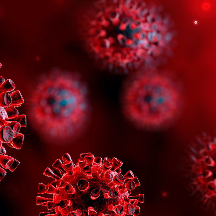 Coronavirus with red and black shades square